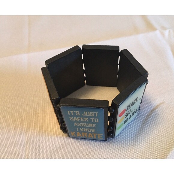 Graphic Quotes Teen Elastic Stretch bracelet Colorful Y2k - Picture 4 of 4